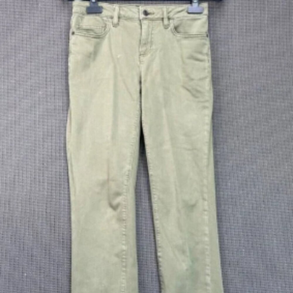 Lands End Womens Mid Rise Straight Leg Jeans Size 2P Khaki